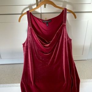 WHBM velvet tank with shoulder detailing. color is burgandy